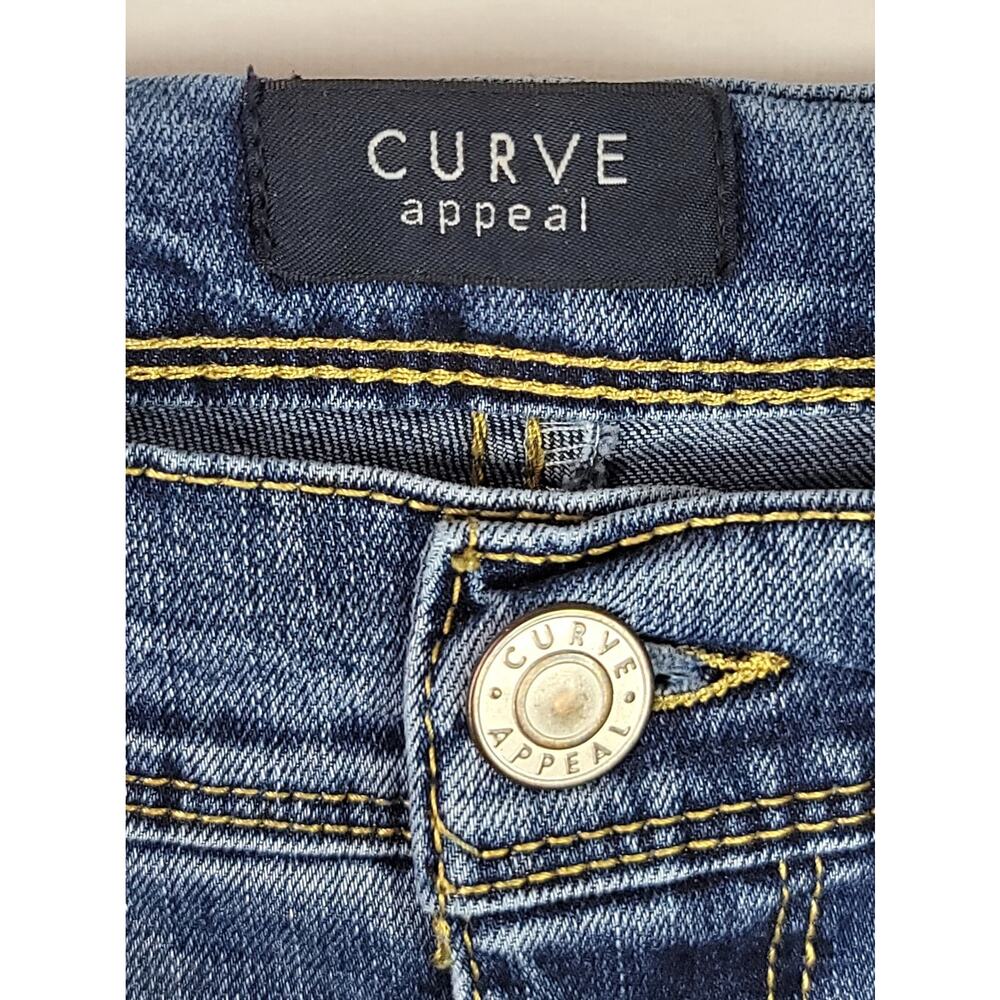 Retro CURVE APPEAL High-Rise Front Seam Medium Wash Blue Denim Jeans Size 14 - Picture 5 of 7